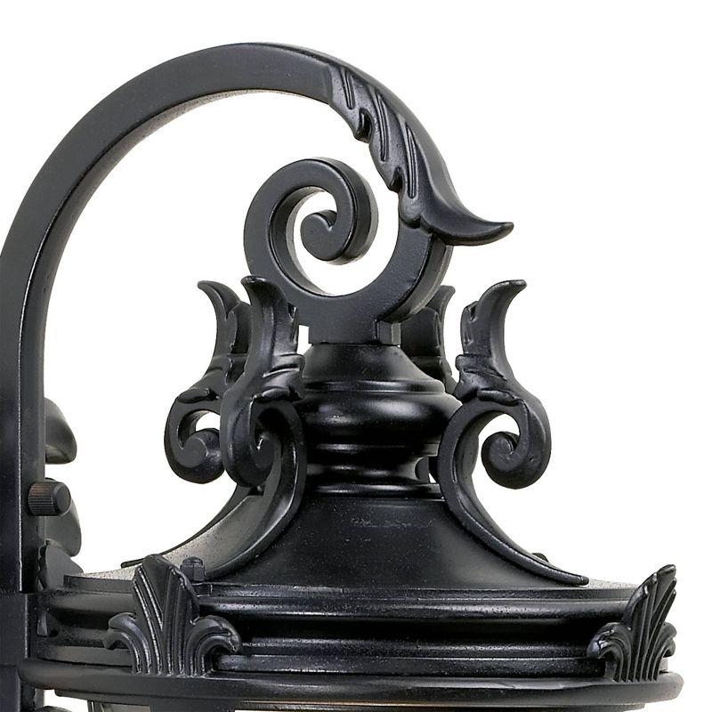 John Timberland Casa Marseille Vintage Rustic Outdoor Wall Light Fixture Black Scroll Arm 21 1/2" Clear Hammered Glass for Post Exterior Barn Deck
