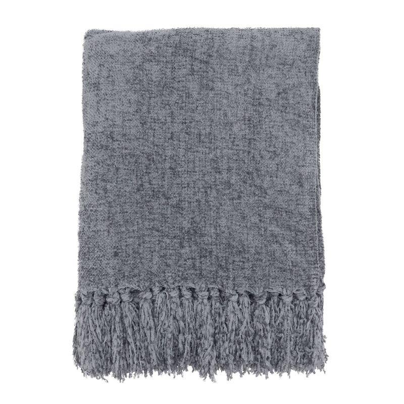50"x60" Chenille Throw Blanket Soft Gray - Design Imports: Cozy for Couch, Lightweight Woven Polyester