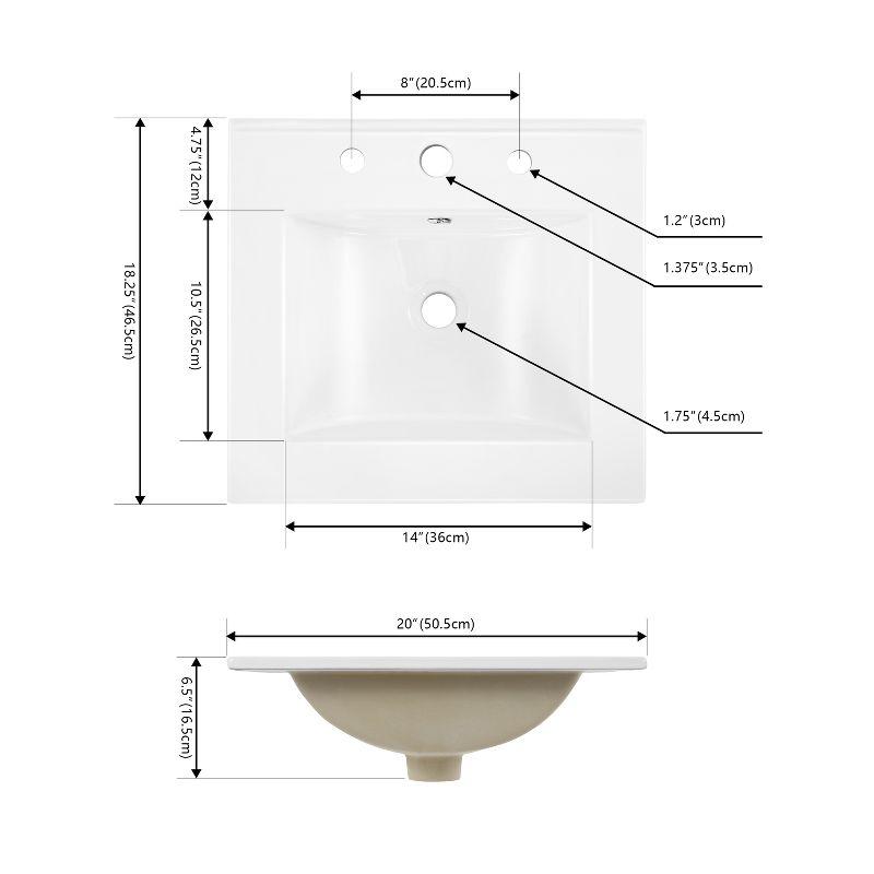 Ancillary 3-Hole 20" Classic Contemporary Rectangular Ceramic Single Sink Basin Vanity Top