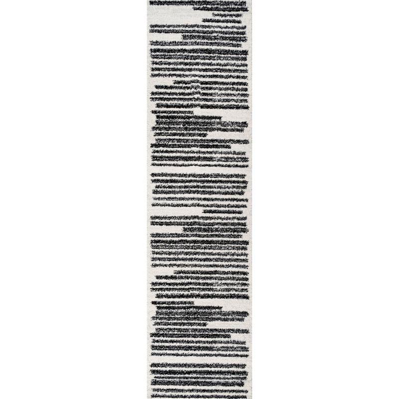 2'x8' Khalil Modern Berber Stripe Runner Rug, Cream - JONATHAN Y