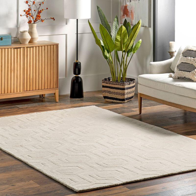Nuloom Ambrose Geometric 9x12 Wool Indoor Area Rug for Living Room Bedroom Dining Room Kitchen, Ivory