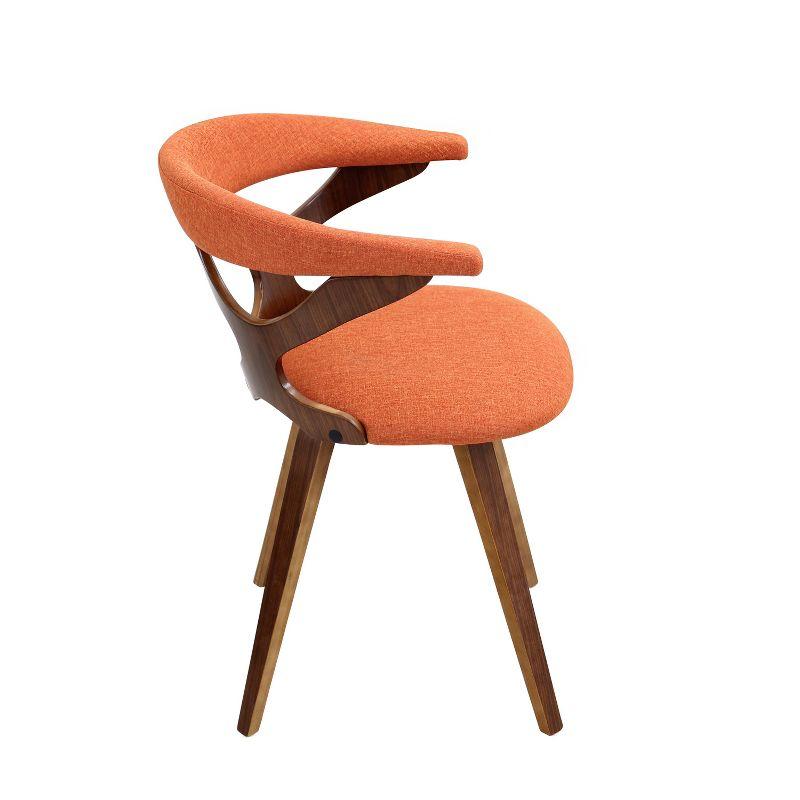 LumiSource Gardenia Mid-Century Modern Dining Accent Chair with Swivel Orange/Walnut: Polyester Upholstery, Wood Legs, No Assembly Required