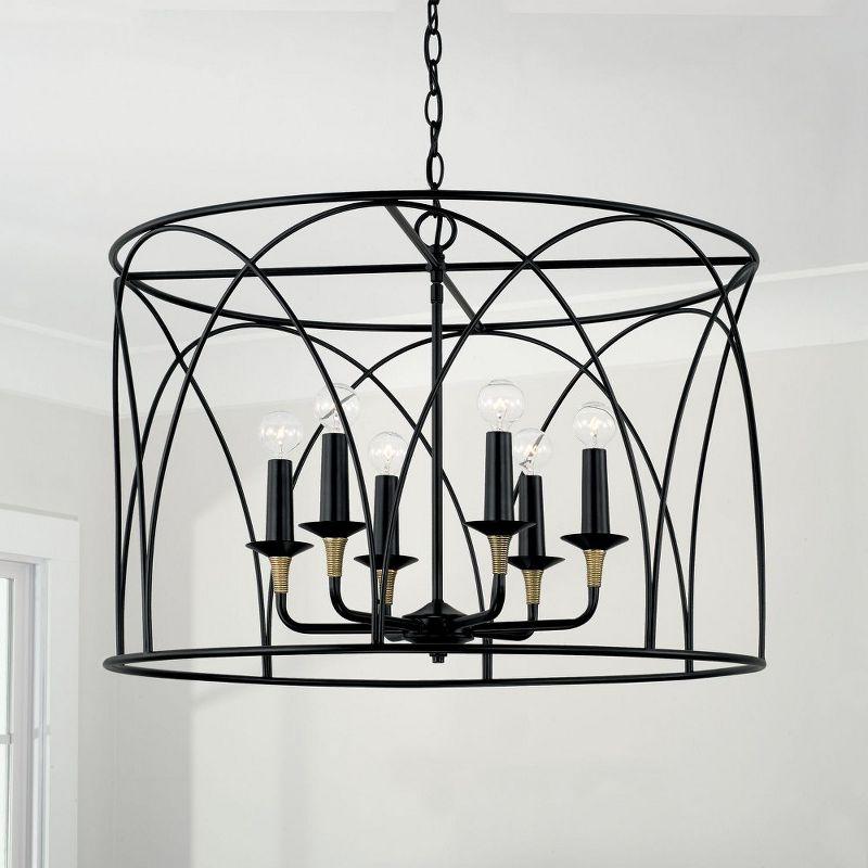 6 - Light Matte Black With Brass Cluster Pendant