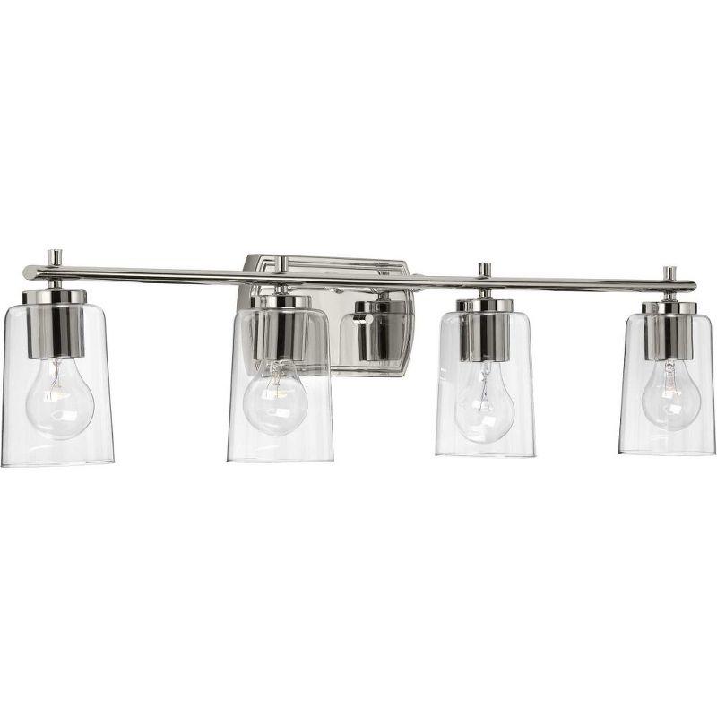 Progress Lighting Adley 4-Light Bath Vanity in Brushed Nickel with Clear Glass Shades