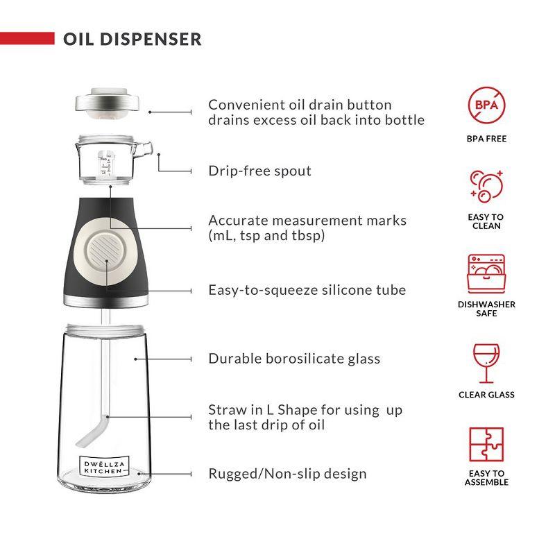 Dwellza Kitchen Cooking Olive Oil Dispenser Bottles For Kitchen With Drain And Measurements