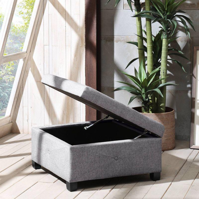 Della Button Tufted Square Storage Ottoman