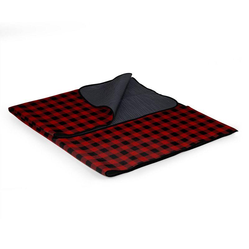 Extra Large Red and Black Checkered Fleece Picnic Blanket