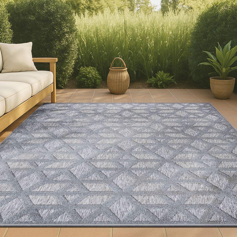 5'x8' Talaia Neutral Geometric Indoor/Outdoor Area Rug, Light Gray - JONATHAN Y
