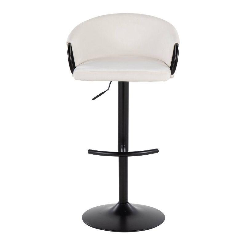 LumiSource Claire Contemporary Adjustable Barstool With Swivel In Black Metal And Black Velvet With Rounded T Footrest By Lumisource - Set Of 2 | Wayfair