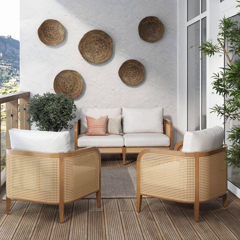 Nathan James 3pc Twila Wicker Outdoor Patio Conversation Set White