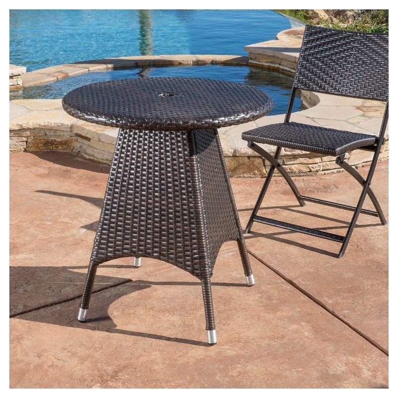 Corsica Multi-Brown Round Wicker Bistro Table