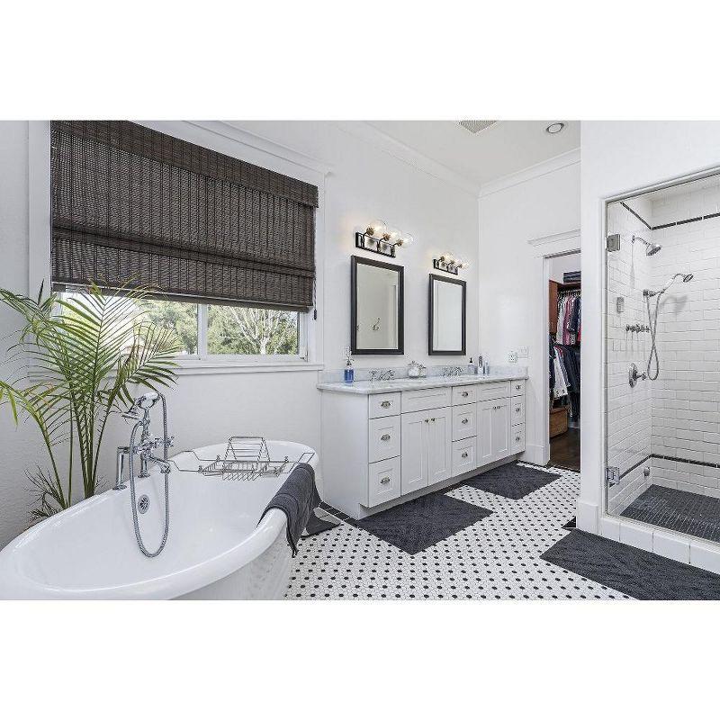 Matte Black and Brushed Nickel 3-Light Vanity with Clear Glass Shades