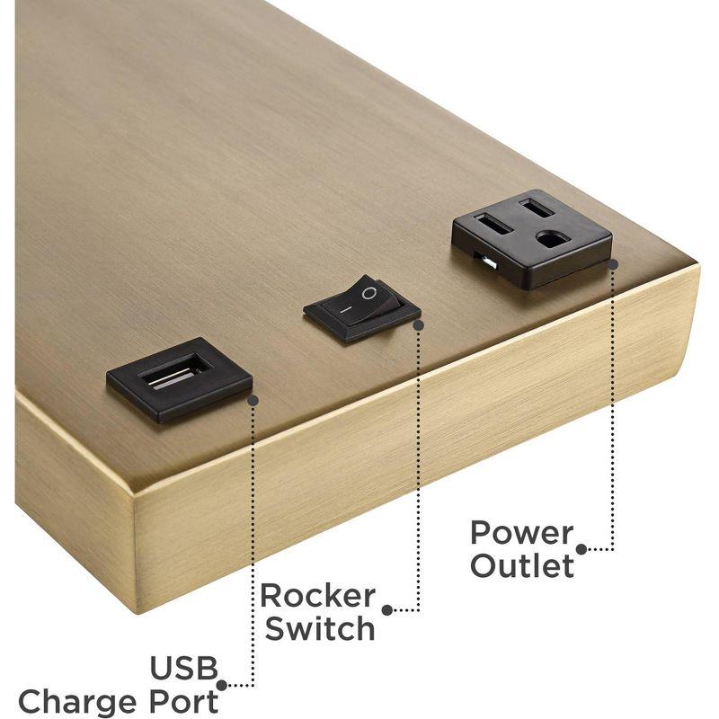 360 Lighting Brody Industrial Desk Lamp 22 1/4" High Antique Brass with USB and AC Power Outlet in Base Black Perforated Metal Shade for Living Room