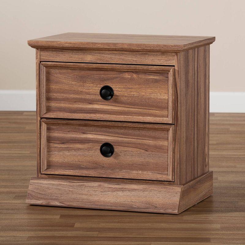 Ryker Oak Finished 2 Drawer Wood Nightstand Brown - Baxton Studio