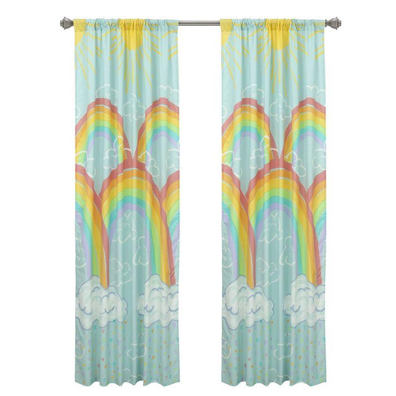 48"x84" Rainbow Clouds Window Panel Pair Kids' Curtains - Kidz Mix: Light Blue Microfiber for Kids Bedroom