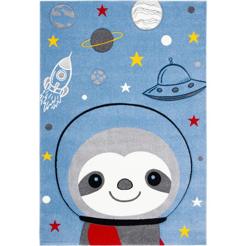 Blue and Grey Kids Space Adventure Area Rug