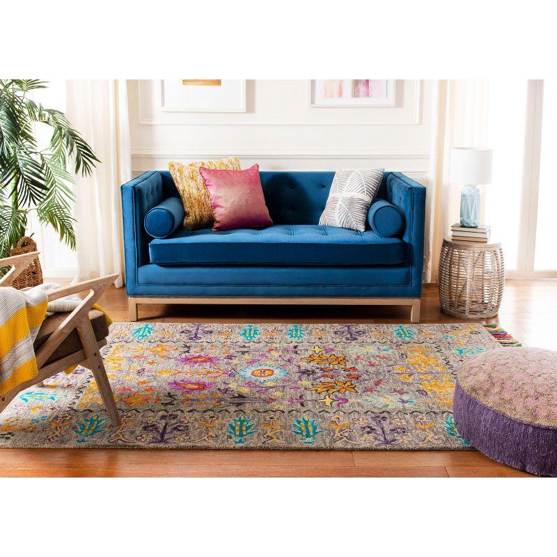 Blossom BLM453 Hand Tufted Indoor Area Rug - Grey/Multi - 5'x8' - Safavieh