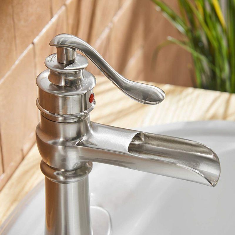 BWE Waterfall Single Hole Single-Handle Low-Arc Bathroom Faucet With Supply Line