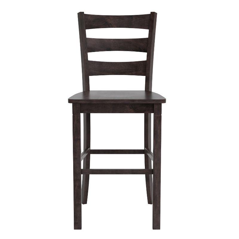 Merrick Lane Set of Two Classic Wooden Ladderback Counter Height Barstools with Solid Wood Seats