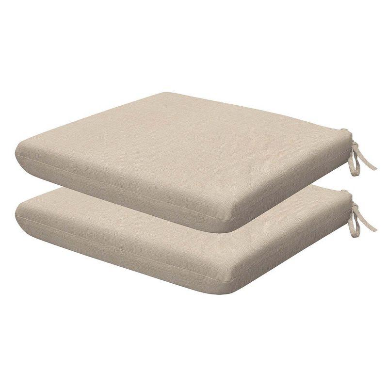 Beige Polyester Outdoor Dining Seat Cushions (Set of 2)