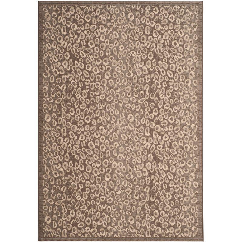 Dark Beige and Beige Rectangular Synthetic Indoor/Outdoor Rug