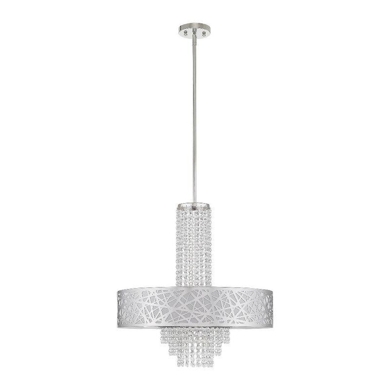 Polished Chrome 5-Light Drum Chandelier with Crystal Accents