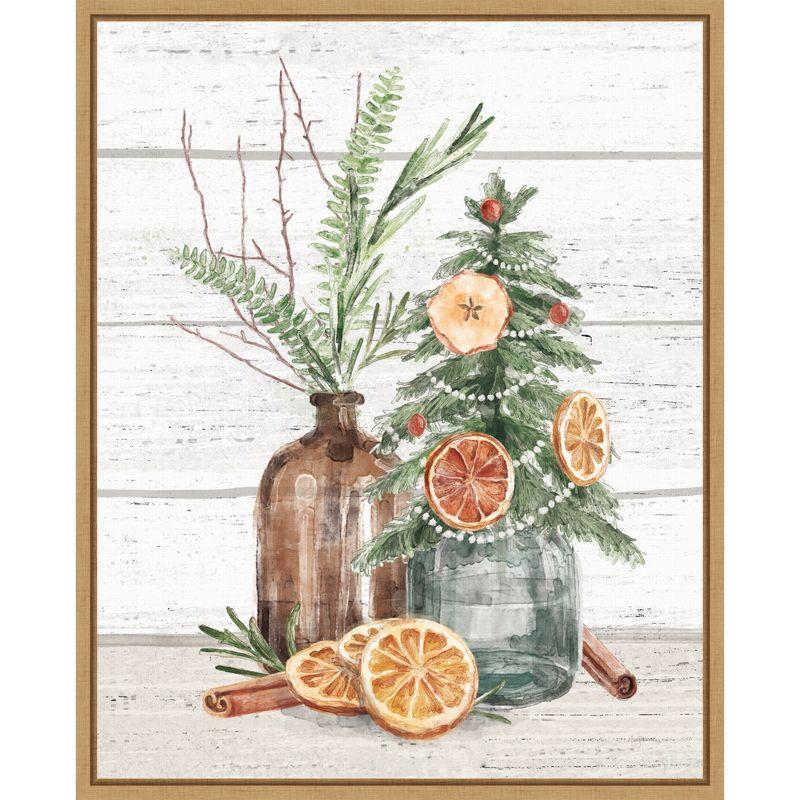 Earth Tones Still Life Canvas Print with Maple Frame