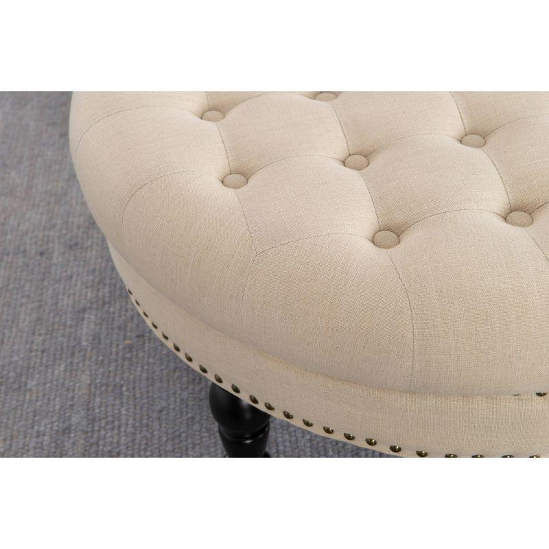 Isabelle Round Tufted Ottoman - Linon