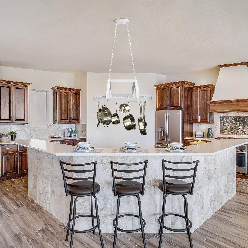 Elegant Designs 2-Light Kitchen Pot Rack with Downlights White