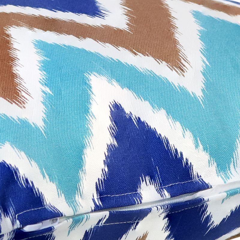 Chevron Bliss Blue and Brown Lumbar Outdoor Pillow Set