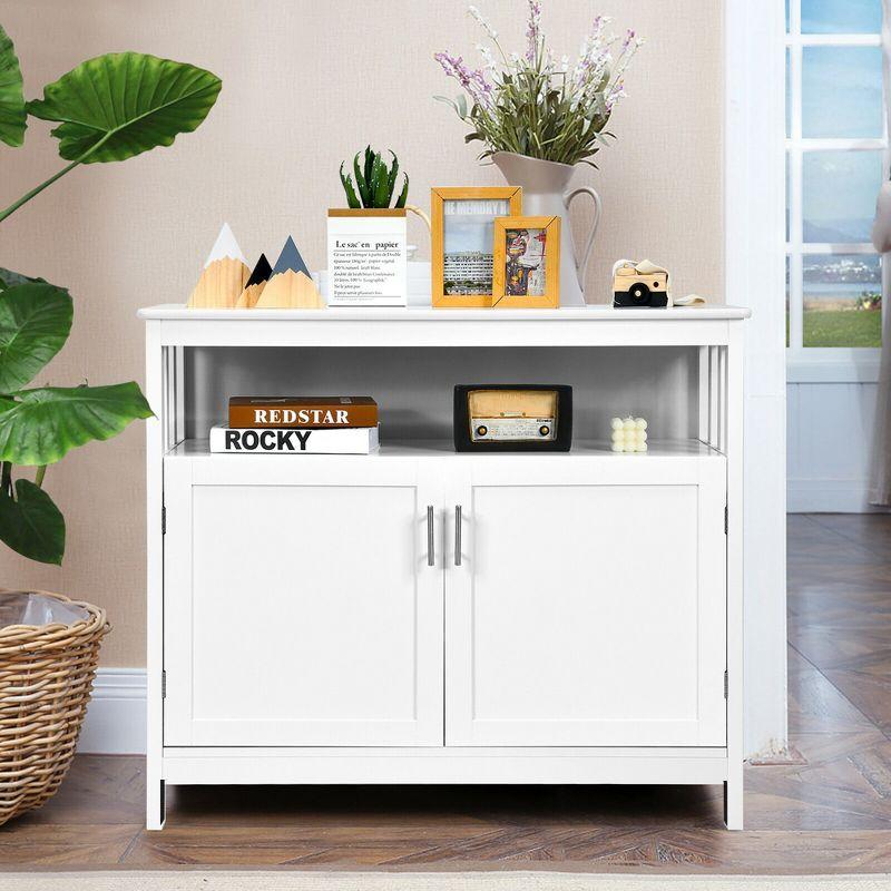 Costway Kitchen Buffet Server Sideboard Storage Cabinet w/2 Doors & Shelf White
