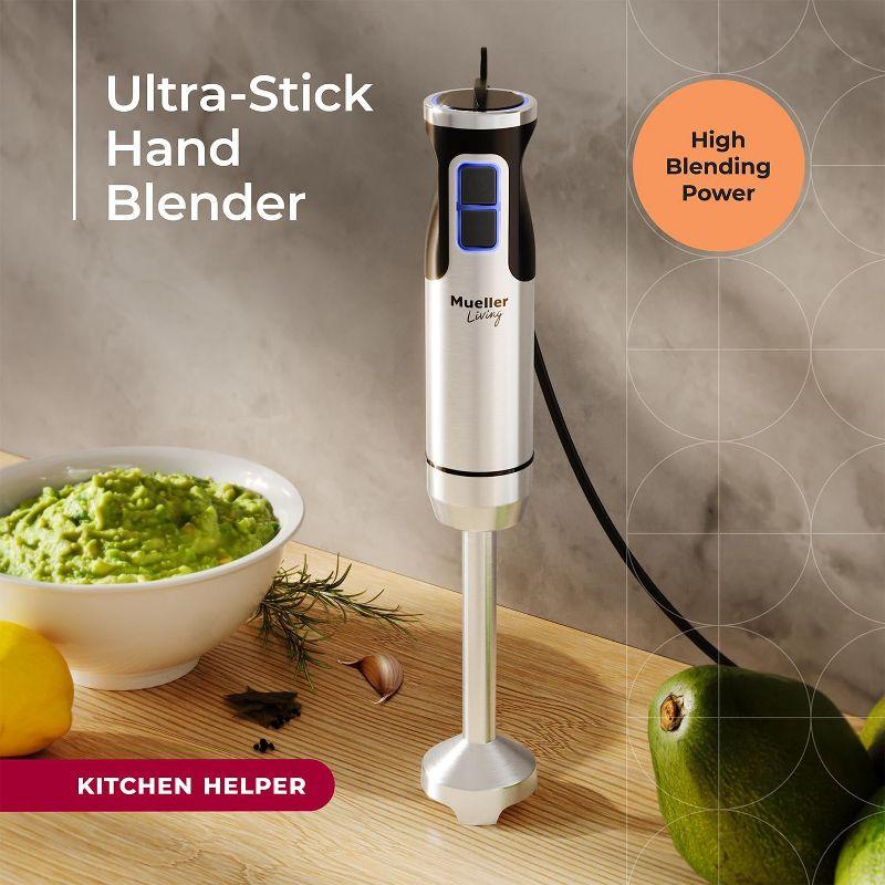 MuellerLiving Hand Immersion Blender - 8 Speed Stainless Steel Electric, Emulsion Blender with Turbo Mode