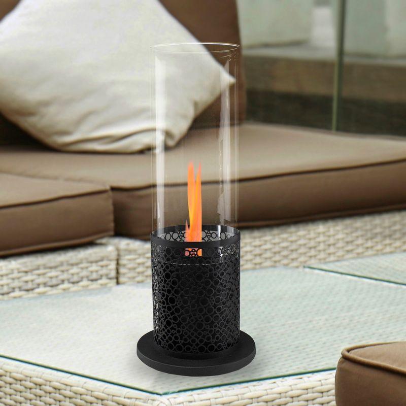 Northlight 19.75" Bio Ethanol Round Portable Tabletop Fireplace with Black Decorative Base