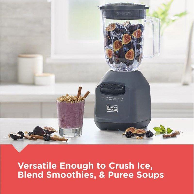 PowerXL BLACK+DECKER Ice Crush Blender With 56 Ounce (7 Cup) Perfectpour Plastic Jar, Powerful 6-Tip Stainless Steel Blade, 8-Speeds Plus Pulse, 750 Peak Watts Of Power