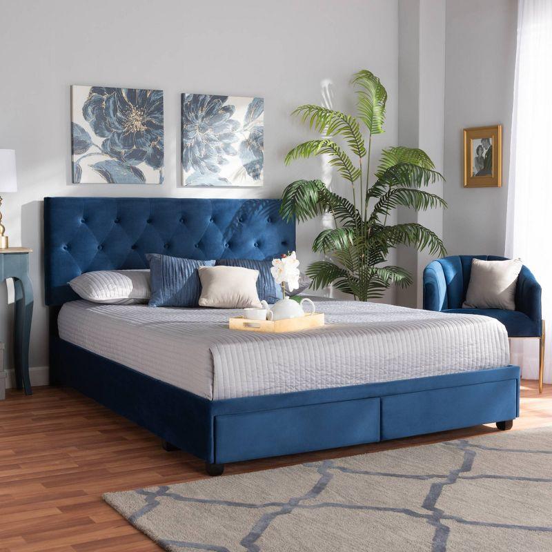 Caronia Velvet Upholstered 2 Drawer Platform Storage Bed - Baxton Studio