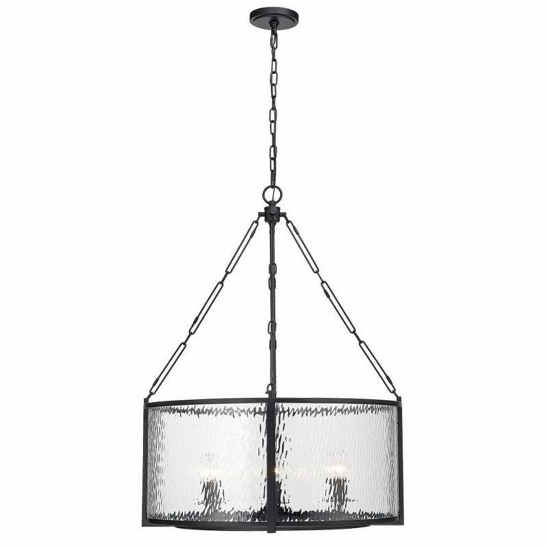 Barrington 26" Matte Black Steel Drum Pendant with Clear Waterglass