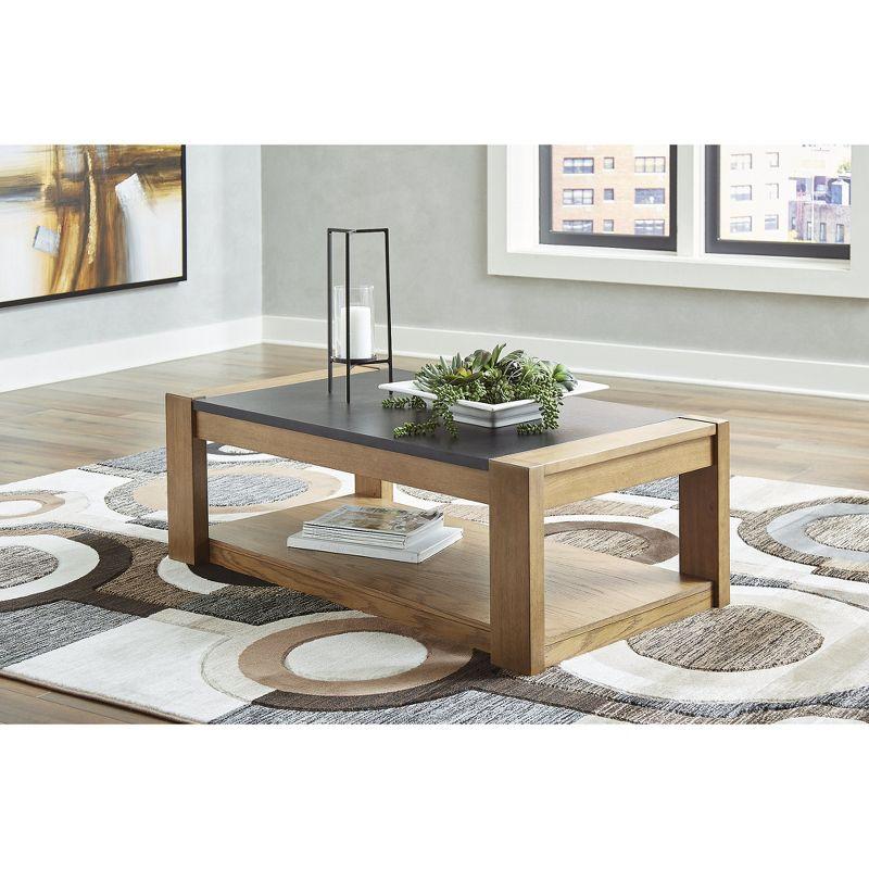 Signature Design by Ashley Casual Quentina Lift Top Coffee Table, Light Brown/Black