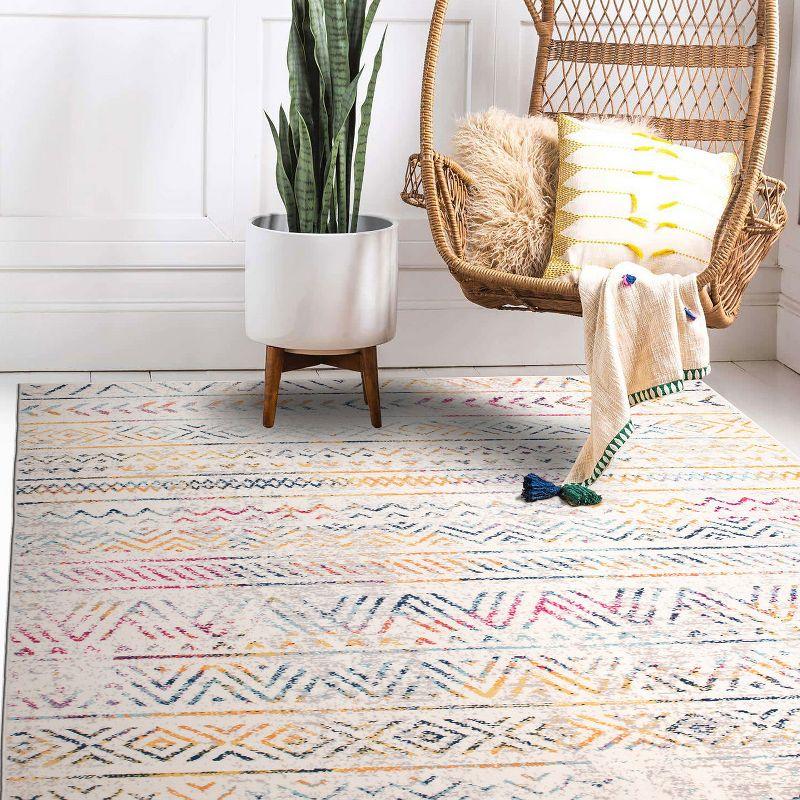 World Rug Gallery Geometric Distressed Bohemian Multicolored 5'x7' Area Rug