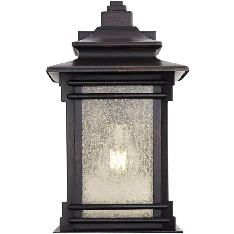 Franklin Iron Works Hickory Point Rustic Farmhouse Outdoor Wall Light Fixture Walnut Bronze 12" Frosted Cream Glass for Post Exterior Barn Deck House