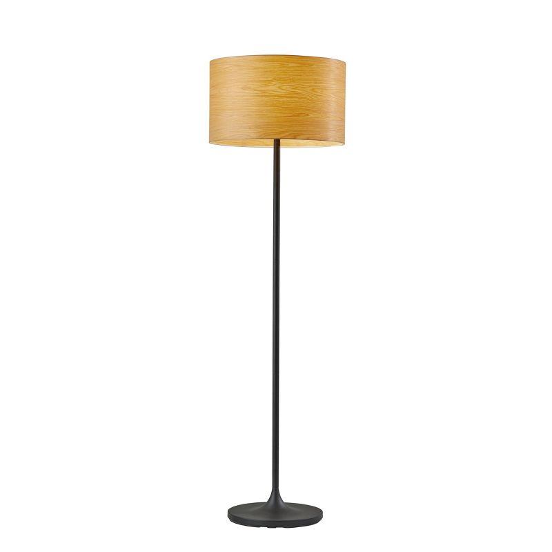 Oslo Matte Black and Cherry Wood Scandinavian Floor Lamp