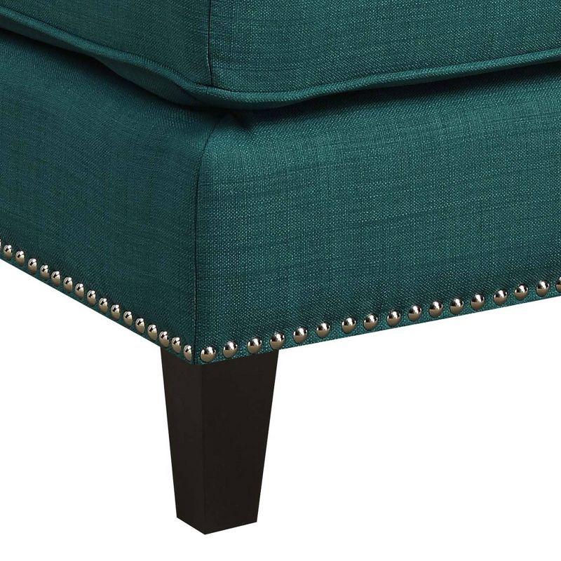 Picket House Furnishings Emery Ottoman Teal : Mid-Century Modern, Square Upholstered Bench, Plywood Frame