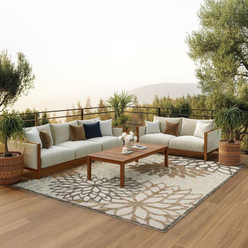 Nourison Aloha Floral 9'6" x 13' Natural Tropical Indoor/Outdoor Area Rug