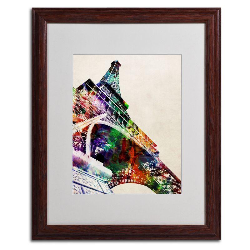 Colorful Eiffel Tower Fine Art Canvas Print in Dark Wood Frame