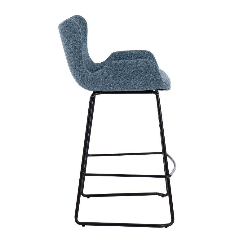 Set of 2 Tara Counter Height Barstools Black/Blue - LumiSource: Modern Upholstered, Metal Base, 250lb Capacity