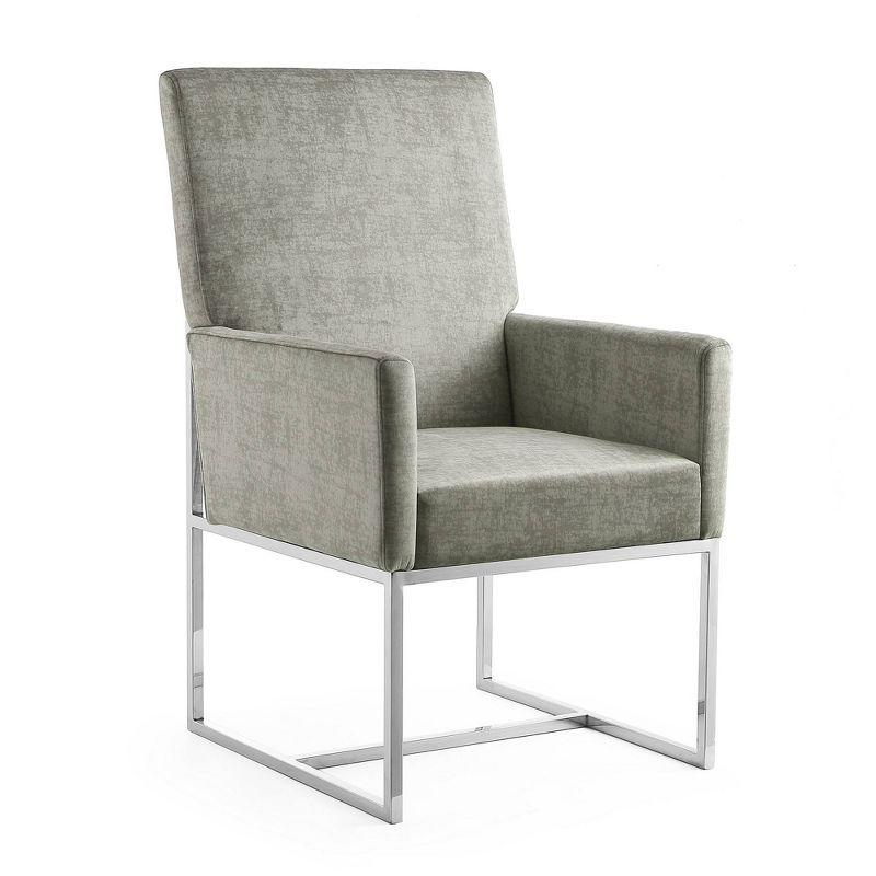 High-Back Velvet Upholstered Arm Chair with Steel Frame