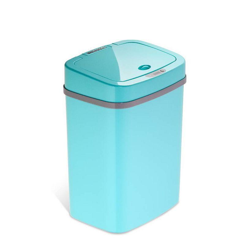 Nine Stars 16L/4.2gal Motion Sensor Oder Control via Removable Inner Flaps Trash Can Turquoise: Slim Indoor Kitchen Pail