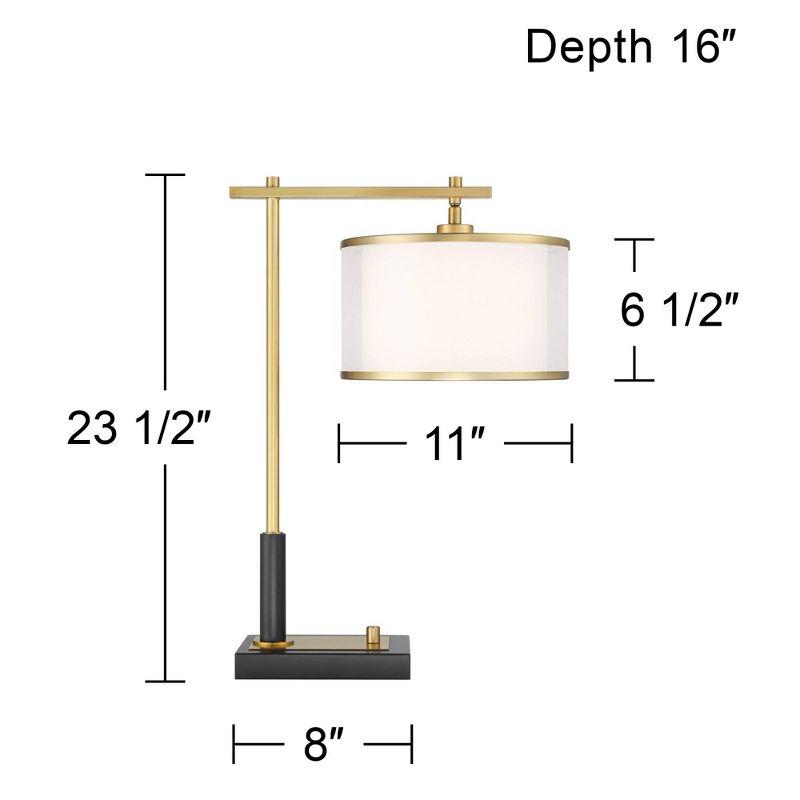 Possini Euro Design Hayven 23 1/2" High Small Mid Century Modern Desk Lamps Set of 2 Dual USB Ports Black Gold Metal Home Office Living Room Charging