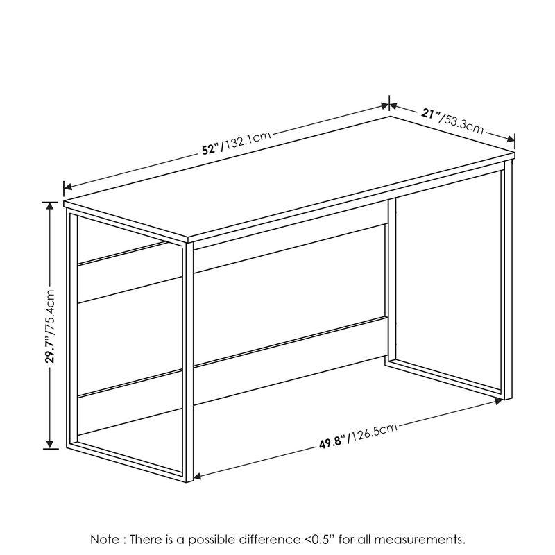 Furinno Modern 52" Wide Computer Desk Metal Frame Writing Study Laptop Table Home Office Workstation,Columbia Walnut