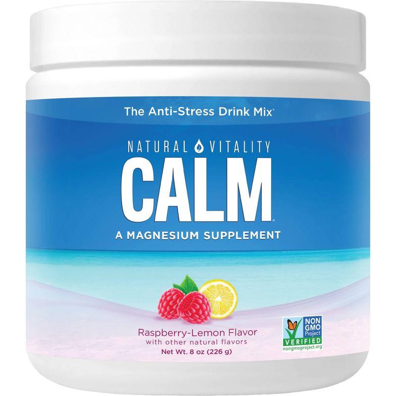 Natural Vitality CALM Mineral Magnesium Supplement Powder - Raspberry Lemon - 8oz