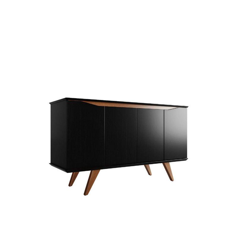 Tudor 59'' Mid-Century Black and Maple Cream Engineered Wood Sideboard